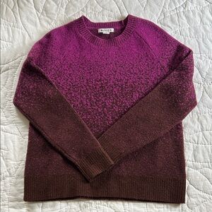 Athleta Jacquard Merino Wool Blend Crewneck Sweater Ombré Purple-Brown Size XS